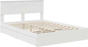 vidaXL Κρεβάτι Αποθήκης Λευκό 140 x 190 cm Επεξεργασμένο ξύλο