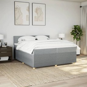 Κρεβάτι Boxspring με Στρώμα Ανοιχτό Γκρι 200x200 εκ. Υφασμάτινο - Γκρι