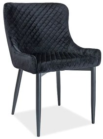 Επενδυμένη καρέκλα τραπεζαρίας Colin B 52x45x82 μεταλλική μαύρη βάση/μαύρο βελούδο bluvel 19 DIOMMI COLINBVCC
