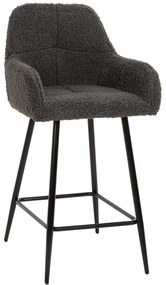 ΣΚΑΜΠΟ ΜΕΣΑΙΟΥ ΥΨΟΥΣ STRIKE HM8592.01 ΥΦΑΣΜΑ TEDDY ΓΚΡΙ-ΜΑΥΡΑ ΜΕΤΑΛΛΙΚΑ ΠΟΔΙΑ 50x50x94,5Υεκ.