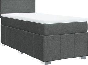 vidaXL Κρεβάτι Boxspring με Στρώμα Σκούρο Γκρι 90x190 εκ. Υφασμάτινο