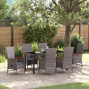 vidaXL Εξωτερικές Καρέκλες 7 pcs Γκρι 160 x 80 x 73 εκ PE Ρατάν