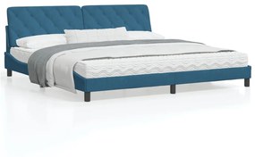 Πλαίσιο Κρεβατιού με LED Μπλε 200x200 εκ. Βελούδινο - Μπλε