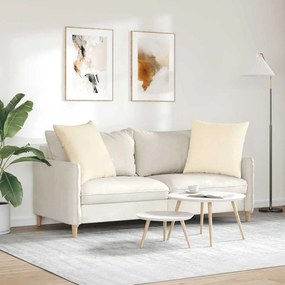vidaXL Μαξιλάρι Καναπέ 2 pcs Κρεμ 60 x 60 cm Υφασμάτινο Κορντουρά