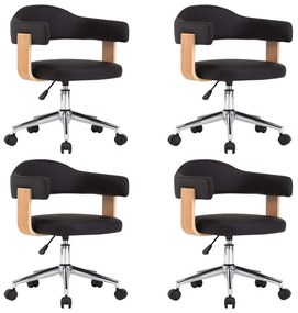 Καρέκλες Τραπεζαρίας Περιστρεφόμενες 4 τεμ Μαύρες Συνθετ. Δέρμα - Μαύρο