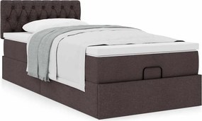 vidaXL Οθωμανικό κρεβάτι με στρώμα Σκούρο καφέ 80x200cm ύφασμα