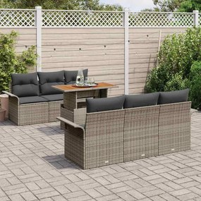 vidaXL Σετ Καναπέ Κήπου με μαξιλάρι 7 pcs Γκρι