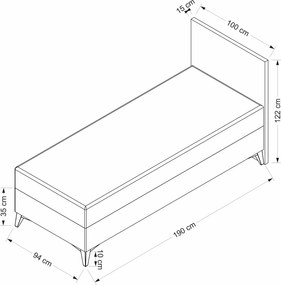 Single Bed Base &amp; Headboard Relax 90 x 190 - Beige Beige