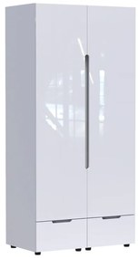 Ντουλάπα δίφυλλη Afina pakoworld mdf σε λευκή glossy απόχρωση 100x57x213εκ