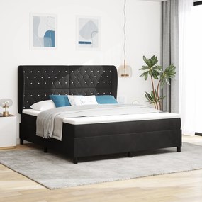 vidaXL Κρεβάτι με ελατήρια με στρώμα Μαύρο 180 x 200 cm Βελούδο
