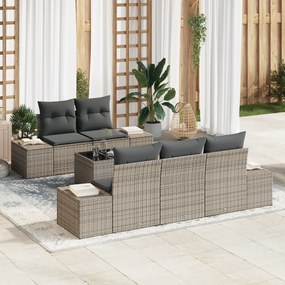vidaXL Σετ Κήπου 6 Τεμαχίων με Μαξιλάρια Γκρι Πολυ Ρατάν