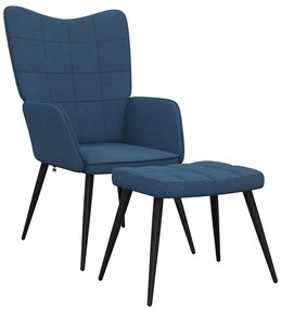 vidaXL Πολυθρόνα Relax Μπλε Υφασμάτινη με Σκαμπό