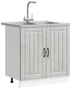 vidaXL Βάση νιπτήρα Lucca 2 pcs Σκυρόδεμα Γκρι Επεξεργασμένο ξύλο