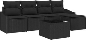 vidaXL Σετ Καναπέ με μαξιλάρι 6 pcs Μαύρο συνθετικό ρατάν