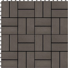 vidaXL Πλάκα Κατασκευής 11 pcs Σκούρο Καφέ 30 x 30 cm WPC