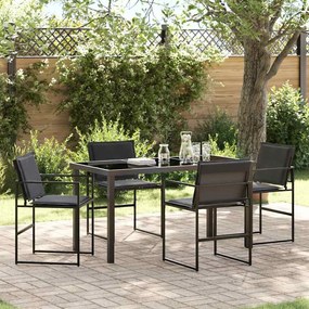 vidaXL Σέτ φαγητού για κήπο 5 pcs Μαύρο 140 x 70 x 73 cm