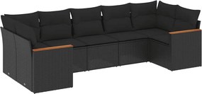 vidaXL Patio Sofa Set 7-θέσια Black