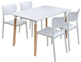 Σετ Τραπεζαρίας Monna (Σετ 5Τμχ) 20.9909 120x80x72cm White 4 Θέσεων Wood, Polypropylene