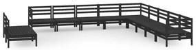 vidaXL Σαλόνι Κήπου Σετ 11 Τεμαχίων Μαύρο από Μασίφ Ξύλο Πεύκου