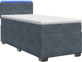 vidaXL Κρεβάτι Box Spring με Στρώμα και LED Σκούρο Γκρι 100 x 200 cm