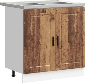 vidaXL Βάση νιπτήρα με αποθήκευση Porto 2 pcs Καφέ Επεξεργασμένο ξύλο