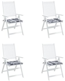 vidaXL Μαξιλάρια Καρέκλας 4τεμ Γκρι Καρό 50x50x3εκ. Ύφασμα Oxford