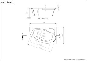 Acrilan Konchili 153x100 R - Ασύμμετρη Μπανιέρα - Maxxcoat, Πνευματικό Νο1, Basic