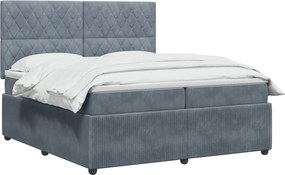 vidaXL Κρεβάτι box spring με στρώμα Σκούρο Γκρι 200 x 200 cm Βελούδο