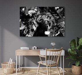 Εικόνα κεφαλιού λιονταριού σε μαύρο & άσπρο - 90x60