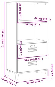 ΒΙΒΛΙΟΘΗΚΗ VIKEN ΛΕΥΚΗ 60X35X123 ΕΚ. ΑΠΟ ΜΑΣΙΦ ΞΥΛΟ ΠΕΥΚΟΥ 374947