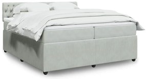 vidaXL Κρεβάτι Boxspring με Στρώμα Ανοιχτό Γκρι 200x200 εκ. Βελούδινο