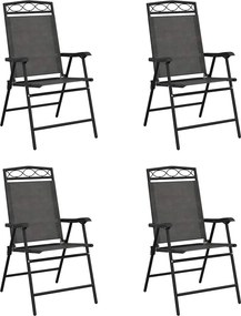 vidaXL Πτυσσόμενες καρέκλες 4 τεμ. Melange Grey Steel και Textilene