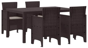 vidaXL Σέτ φαγητού για κήπο 5 pcs Καφέ Rattan Polt