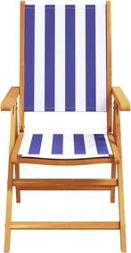 vidaXL Καρέκλες Κήπου 2τεμ. Μπλε / Λευκό Μασίφ Ακακία &amp; Ύφασμα