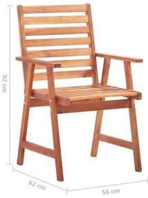Καρέκλες Τραπεζαρίας Εξ. Χώρου 4 τεμ. Ξύλο Ακακίας με Μαξιλάρια - Πράσινο