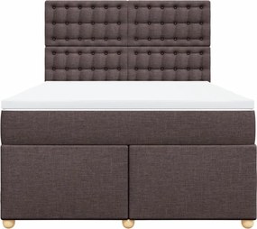vidaXL Κρεβάτι Boxspring με Στρώμα Σκούρο Καφέ 140x200 εκ Υφασμάτινο