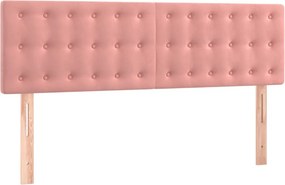vidaXL Κρεβάτι Boxspring με Στρώμα &amp; LED Ροζ 140x200 εκ. Βελούδινο