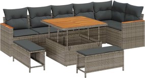 vidaXL Σετ Καναπέ Κήπου 9 pcs Γκρι συνθετικό ρατάν