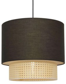 Φωτιστικό Οροφής Nisyros TF20832PB 2xΕ27 Φ40cm 150cm Black Aca Rattan,Fabric