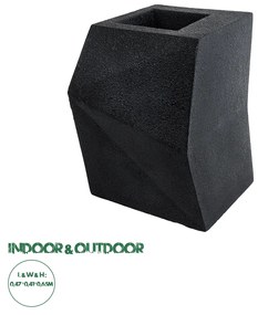 GloboStar® Artificial Garden CAMDEN 20788 Επιδαπέδιο Πολυεστερικό Τσιμεντένιο Κασπώ Γλάστρα - Flower Pot Μαύρο Μ47 x Π43 x Υ66cm