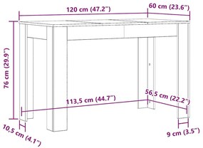 Τραπεζαρία Αρτισιανή Δρυς 120x60x76 εκ. από Επεξεργασμένο Ξύλο - Καφέ