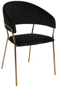 ARMCHAIR THEODORE  BLACK VELVET AND GOLDEN FRAME 55Χ50Χ82Hcm.