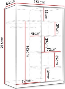 Ντουλάπα Tireno 2D συρόμενη - Λευκή