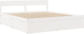 vidaXL Σκελετός Κρεβ. Χωρίς Στρώμα Λευκό 200x200 εκ Μασίφ Πεύκο