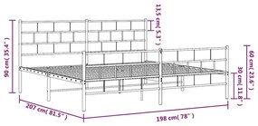 Πλαίσιο Κρεβατιού με Κεφαλάρι&amp;Ποδαρικό Μαύρο 193x20 εκ. Μέταλλο - Μαύρο