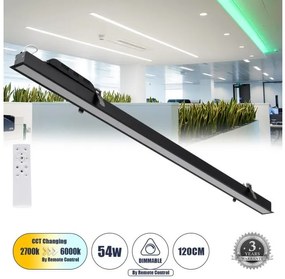 Γραμμικό Χωνευτό Φωτιστικό Οροφής LED CCT 54W 6500lm LUCA Globostar-61032-Μαύρο 61032