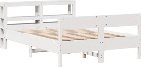 vidaXL Σκελετός Κρεβ. Χωρίς Στρώμα Λευκό 150x200 εκ Μασίφ Πεύκο