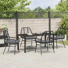 vidaXL Σέτ φαγητού για κήπο 5 pcs Μαύρο συνθετικό ρατάν
