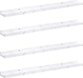 vidaXL Ράφι Τοίχου με ράφι Επιτοίχιο 4 pcs Λευκό Μάρμαρο 80 x 9 x 3 cm