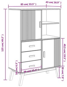 Ντουλάπι OLDEN Λευκό και Καφέ 85x43x125 εκ. Μασίφ Ξύλο Πεύκου - Λευκό